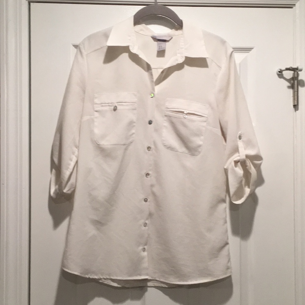 White button down blouse from H&M
